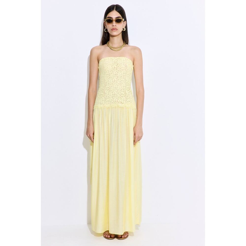 NWT Dé Rococo Lace Drop Waist Maxi Dress in Butter
